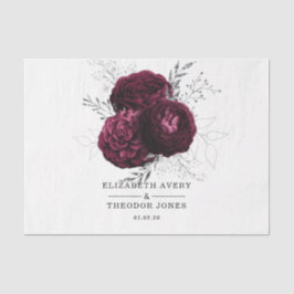 Personalisiertes Hochzeitspapier für Burgunder Seidenpapier