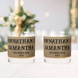 Personalisiertes Hochzeitspaziermuster Whiskyglas
