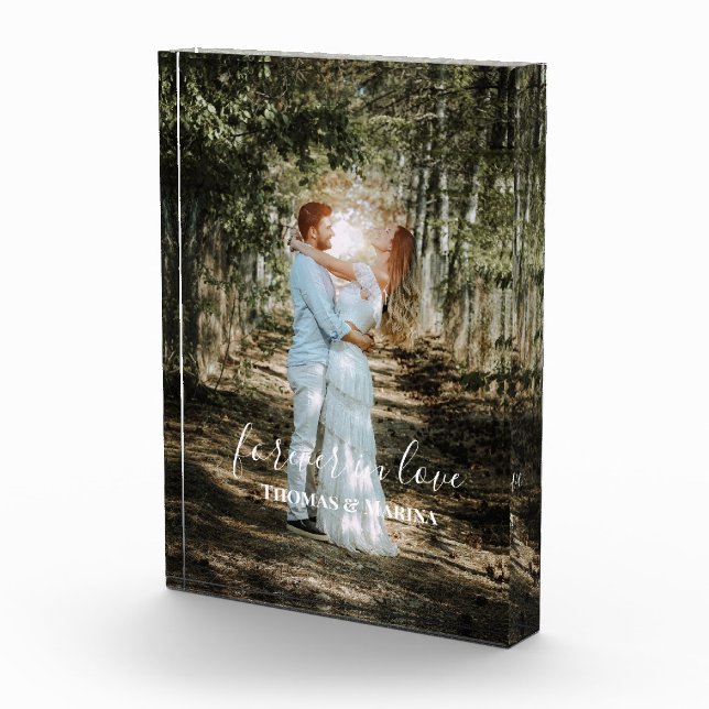 Personalisiertes Hochzeitsportrait Moderne Kalligr Fotoblock (Rechts)