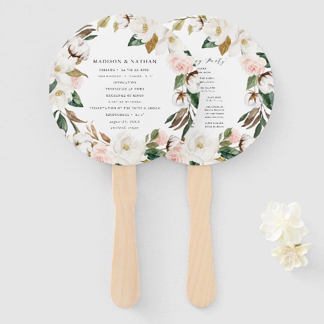 Personalisiertes Hochzeitsprogramm für Wasserfarbe Fächer (Vorne und Hinten)