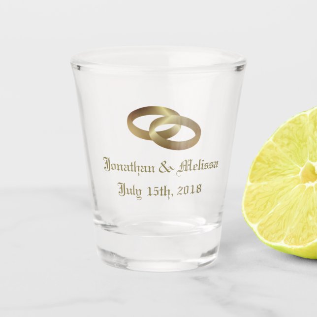 Personalisiertes Hochzeitsschotterglas Schnapsglas (Vorderseite)
