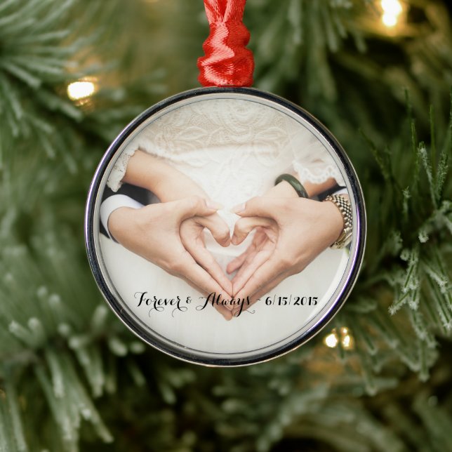 Personalisiertes Hochzeitssemble für immer und imm Silbernes Ornament (Baum)