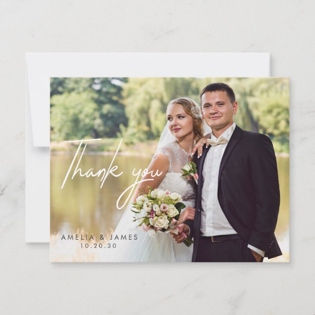 Personalisiertes Hochzeitsstift Foto Dankeschön Ka Dankeskarte (Vorderseite)