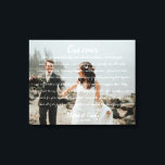 Personalisiertes Hochzeitsstift Foto & Vows Canvas Leinwanddruck<br><div class="desc">Modernes und elegantes Design bedruckt Personalisierte Wedding Foto & Vows Canvas Print,  die mit Ihrem Text angepasst werden können. Bitte klicken Sie auf den Button "Anpassen" und verwenden Sie unser Design-Tool,  um diese Vorlage zu ändern. Karo im Grafikdesign-Store für andere Produkte,  die diesem Design entsprechen!</div>