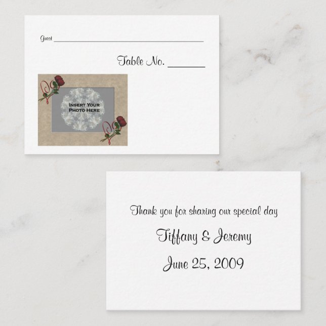 Personalisiertes Hochzeitstisch Foto Platzkarte (Vorne/Hinten)