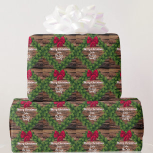 Personalisiertes Holz und Garland Weihnachten Geschenkpapier