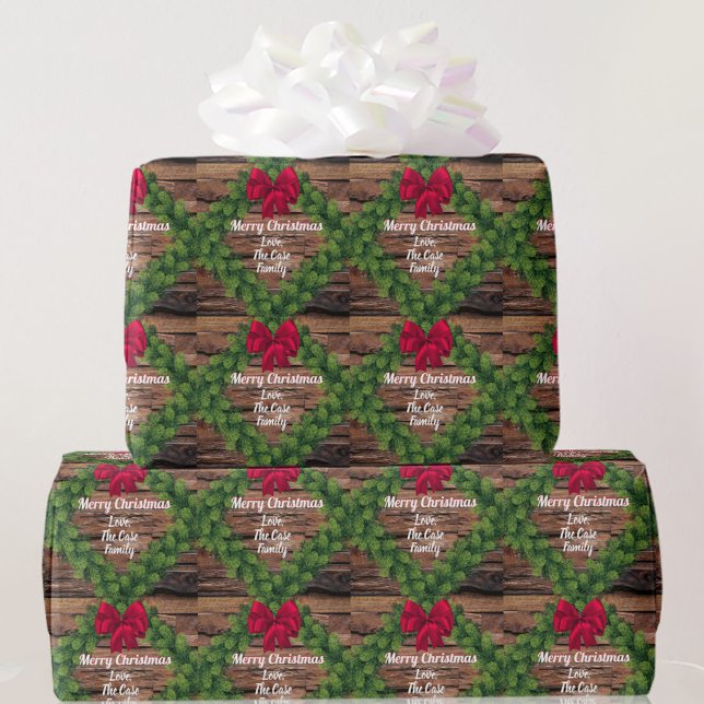 Personalisiertes Holz und Garland Weihnachten Geschenkpapier (Von Creator hochgeladen)