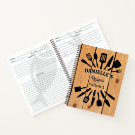 Personalisiertes Holzrezeptbuch Notizbuch