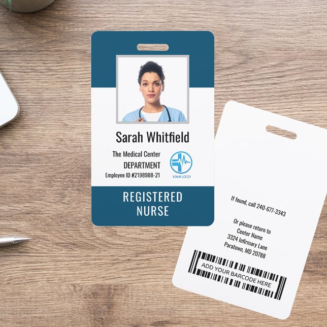 Personalisiertes Hospital-Logo und Mitarbeiter-Fot Ausweis (Personalized Hospital Logo & Employee Photo ID Badge)