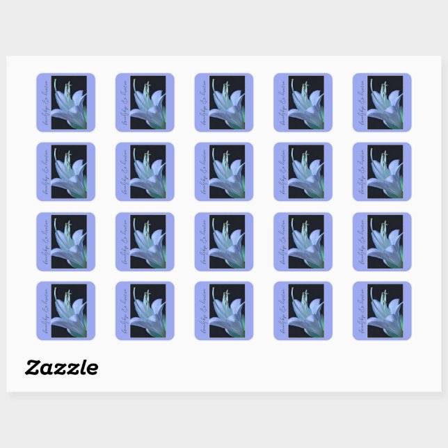 Personalisiertes Hosta Lavender Blume Makro Foto Quadratischer Aufkleber (Blatt)