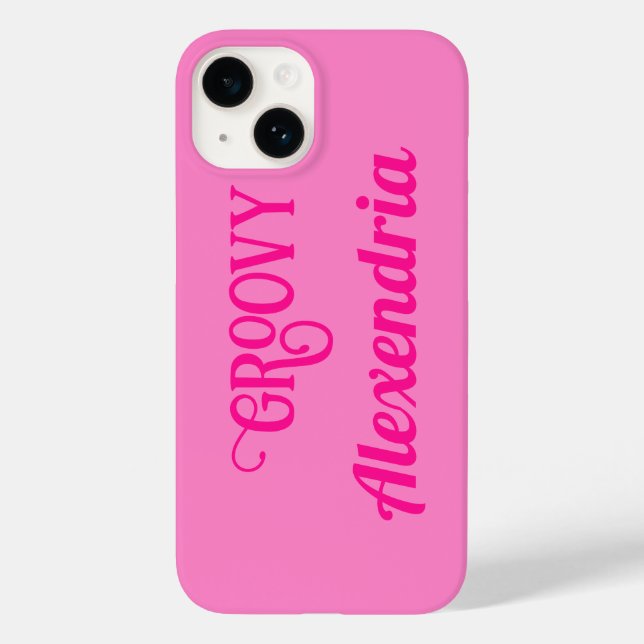 Personalisiertes Hot Pink Case-Mate iPhone 14 Hülle (Rückseite)