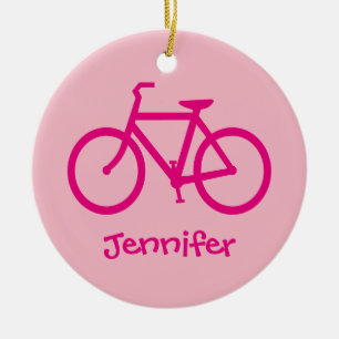 Personalisiertes Hot-Pink-Fahrrad Keramik Ornament