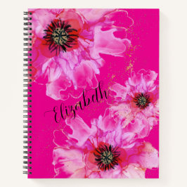 Personalisiertes Hot Pink mit zarten Blume Notizbuch