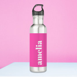 Personalisiertes Hot-Pink-Monogramm Edelstahlflasche