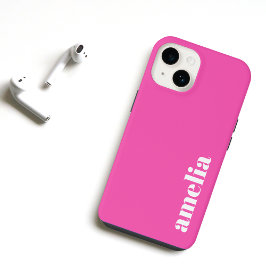 Personalisiertes Hot-Pink-Monogramm iPhone 14 Hülle