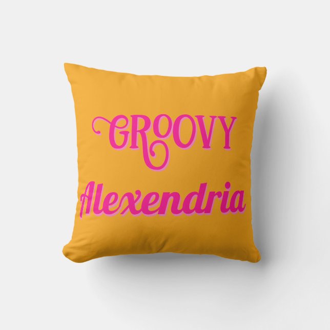 Personalisiertes Hot Pink und Orange Kissen (Vorderseite)