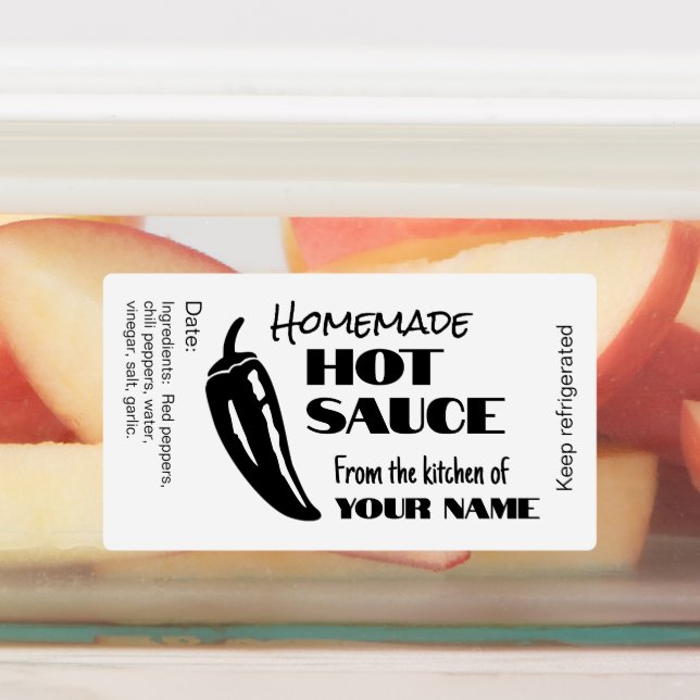 Personalisiertes Hot Sauce hausgemachte Schwarz/We Etiketten (Befestigt)