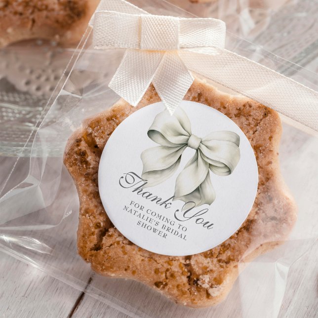 Personalisiertes Hübsch Bow Brautparty Vielen Dank Runder Aufkleber (Von Creator hochgeladen)