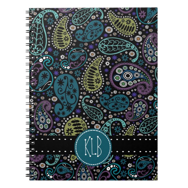 Personalisiertes hübsches als Pfau-Paisley-Druck Notizblock (Vorderseite)