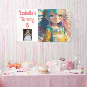 Personalisiertes hübsches Anime-Mädchen in Koralle Banner