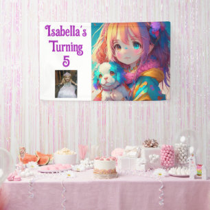 Personalisiertes hübsches Anime-Mädchen mit Welpe Banner