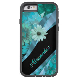 Personalisiertes hübsches Aqua-Blau-Blumenmuster Case-Mate iPhone Hülle