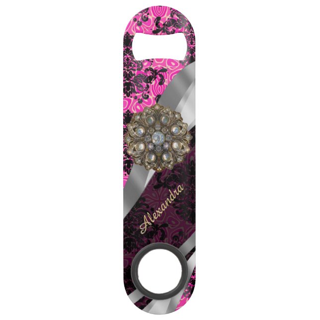 Personalisiertes hübsches girly pinkfarbenes speedflaschenöffner (Vorderseite)