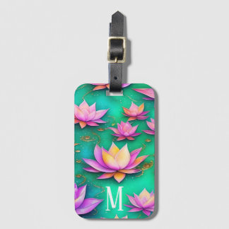 Personalisiertes Hübsches Rosa Lotus Blume Muster Gepäckanhänger
