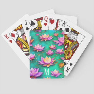 Personalisiertes Hübsches Rosa Lotus Blume Muster Spielkarten