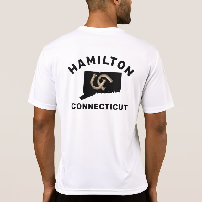 Personalisiertes Hufeisen-Pitching Connecticut Kar T-Shirt (Rückseite)