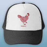 Personalisiertes Hühnchen Truckerkappe<br><div class="desc">Ein Hennendesign für Hühner- und Geflügelliebhaber,  Bauer,  kleine Hennenhalter und Hühnerflüster. Originelle Kunst von Nic Squirrell. Ändern Sie den Namen oder den Text,  um ihn zu personalisieren.</div>