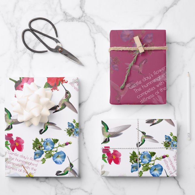 Personalisiertes Humming Bird Wrapping Paper Geschenkpapier Set (Vorderseite)
