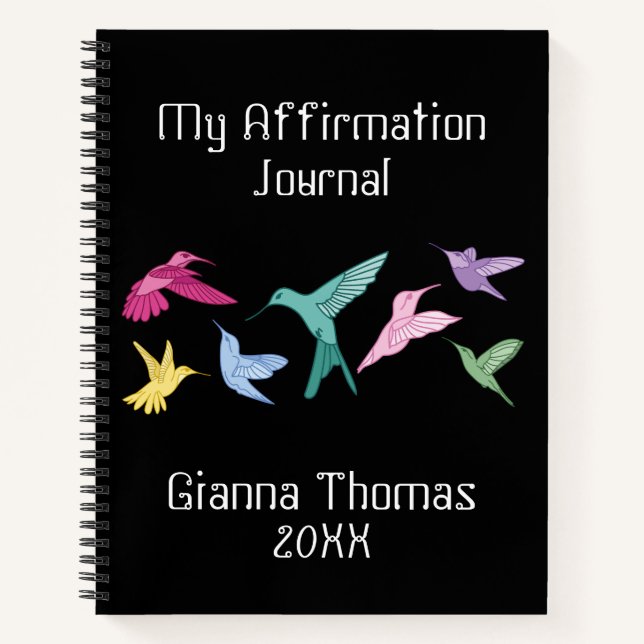 Personalisiertes Hummingbird Affirmation Journal Notizbuch (Vorderseite)