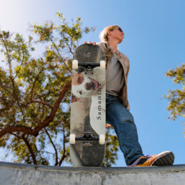 Personalisiertes Hunde-Foto Familienname Skateboard