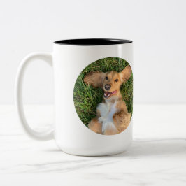 Personalisiertes Hunde-Foto mit Text | Individuell Zweifarbige Tasse