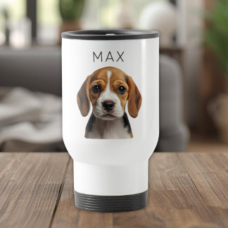 Personalisiertes Hunde-Foto & Name Reisebecher