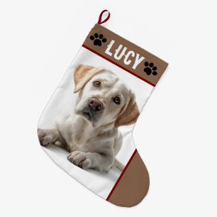 Personalisiertes Hunde-Foto & Name Weihnachtsstr Großer Weihnachtsstrumpf