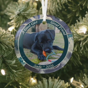 Personalisiertes Hunde-Foto Ornament Aus Glas