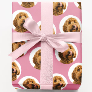 Personalisiertes Hunde-Foto Rosa  Geschenkpapier