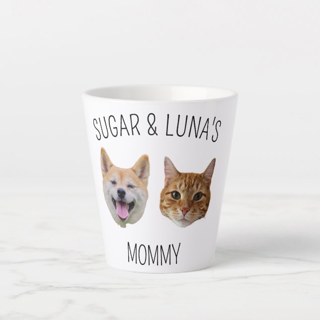 Personalisiertes Hunde-Katze-Foto, Niedliches Gesc Milchtasse (Vorderseite)