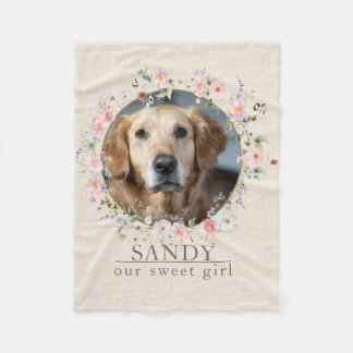 Personalisiertes Hundedenken-Foto-Blumen-Andenken Fleecedecke