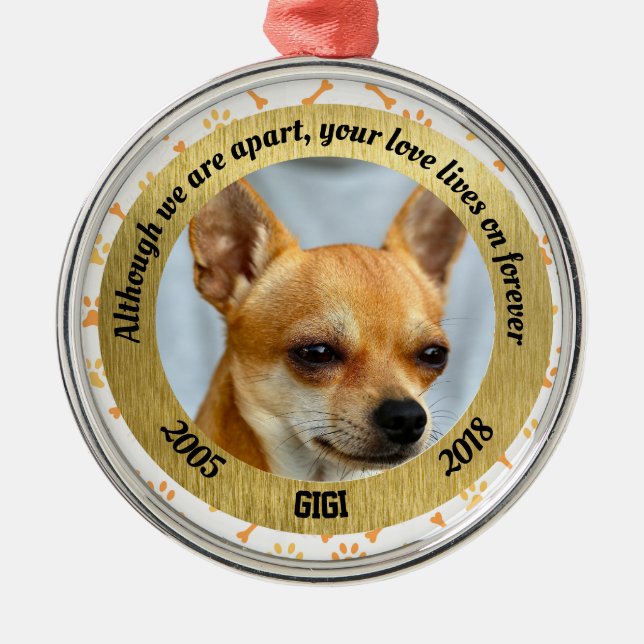 Personalisiertes Hundedenkmal, obgleich wir Ornament Aus Metall (Vorne)