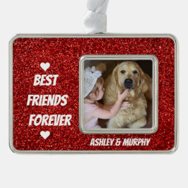 Personalisiertes Hundefüßer-Foto mit Best Friends- Rahmen-Ornament Silber