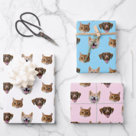 Personalisiertes Hundegesicht, Hunde Katze Mama Fo Geschenkpapier Set