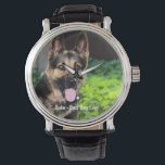 Personalisiertes Hundehund-Foto, Hundename Armbanduhr<br><div class="desc">Personalisieren Sie diesen Sake mit Ihrem hochgeladenen Foto der Deutschen Schäferhütte und ihrem Namen (kann auch jedes Foto hochladen und mit jedem Text personalisiert). Im Text steht "Bester Hund je" oder fügen Sie Ihren eigenen Text hinzu - Wir Liebe "Hundenname", Hundefrist oder Tag der Übergabe. Klicken Sie einfach auf "Anpassen",...</div>