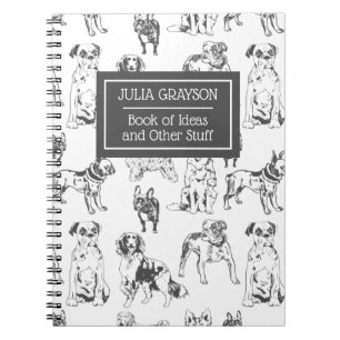 Personalisiertes Hundeschema Muster Vintager Hunde Notizblock