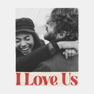 Personalisiertes I Love Us Paar-Foto-Jubiläum Fleecedecke