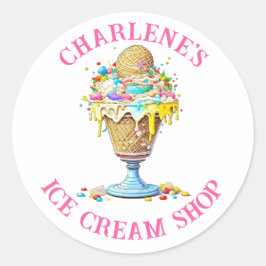 Personalisiertes Ice Cream Shop Business Runder Aufkleber