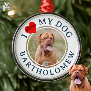 Personalisiertes ICH LIEBE MEINEN HUND Foto Ornament Aus Metall