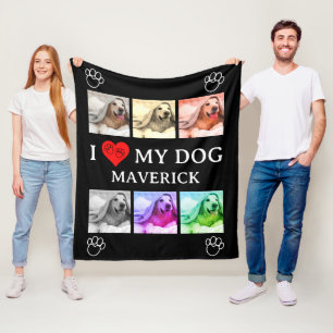 Personalisiertes ICH LIEBE MEINEN HUND Pop Art Hau Fleecedecke